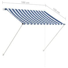 Vidaxl Zložljiva tenda 100x150 cm modra in bela