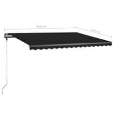 Vidaxl Prostostoječa ročno zložljiva tenda 450x300 cm antracitna