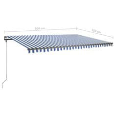 Vidaxl Prostostoječa ročno zložljiva tenda 500x350 cm modra/bela