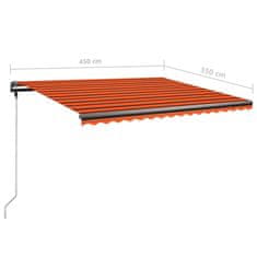 Vidaxl Prostostoječa ročno zložljiva tenda 450x350 cm oranžna/rjava