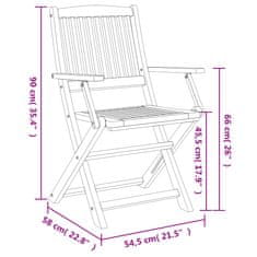 Vidaxl Zložljivi vrtni stoli 2 kosa 58x54,5x90 cm trdna akacija