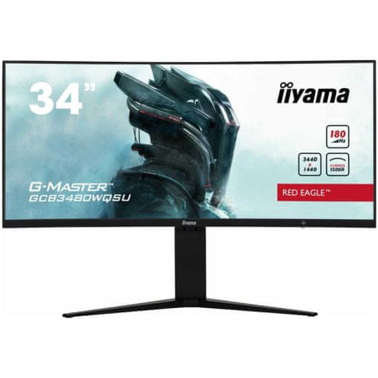 iiyama Monitor 86,4 cm (34,0) GCB3480WQSU-B1 3440x1440 Curved Gaming 180Hz VA 4ms 2xHDMI 2xDisplayPort 2xUSB3.2 HAS Zvočniki 2x3W Zvočniki 2x3W FreeSync Premium Pro HDR400 G-Master