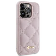 Guess Ovitek Guess za iPhone 15 Pro - Pink Quilted Metal Logo