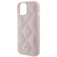 Guess Ovitek Guess za iPhone 15 - Pink Quilted Metal Logo