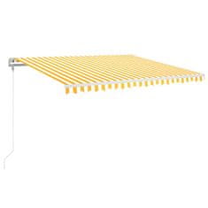 Vidaxl Avtomatska tenda LED + senzor 400x350 cm rumeno/bela