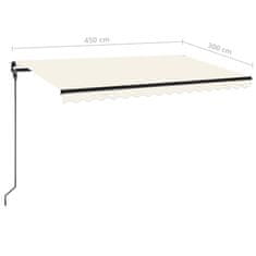 Vidaxl Ročno zložljiva tenda z LED lučmi 450x300 cm krem