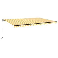 Vidaxl Ročno zložljiva tenda z LED lučmi 500x300 cm rumena in bela