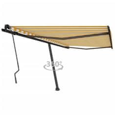 Vidaxl Prostostoječa ročno zložljiva tenda 450x350 cm rumena/bela