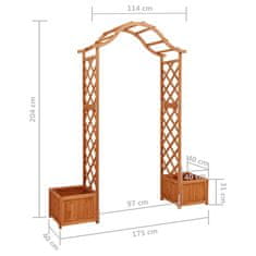 Vidaxl Vrtna pergola s cvetličnima koritoma iz trdnega lesa jelke