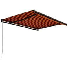 Vidaxl Ročno zložljiva tenda 450x300 cm oranžna in rjava