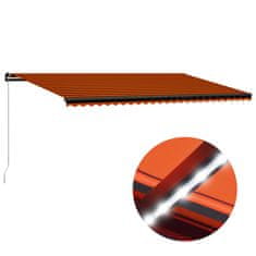 Vidaxl Ročno zložljiva tenda LED 600x300 cm oranžna in rjava