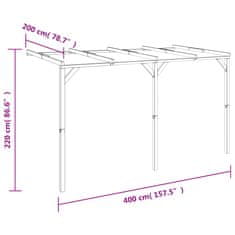 Vidaxl Prislonska pergola 2x4x2,2 m lesena