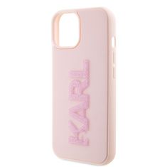 Karl Lagerfeld Ovitek Karl Lagerfeld za iPhone 15 - Pink 3D Rubber Glitter Logo