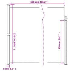 Greatstore Zložljiva stranska tenda črna 220x600 cm