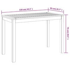 shumee Vrtna jedilna miza 110x55x75 cm trden akacijev les