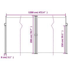 Vidaxl Zložljiva stranska tenda modra 200x1200 cm