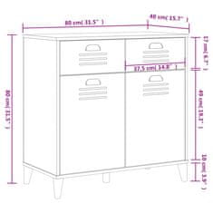 Greatstore Komoda VIKEN bela 80x40x80 cm trdna borovina