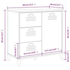 Greatstore Komoda VIKEN bela 80x40x80 cm trdna borovina