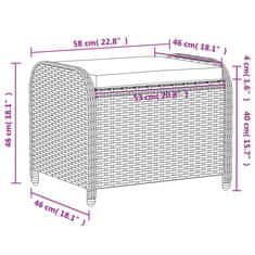 Vidaxl Vrtni stolček z blazino črn 58x46x46 cm poli ratan