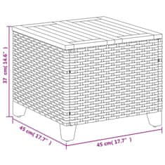 Vidaxl Vrtna miza siva 45x45x37 cm poli ratan in akacijev les