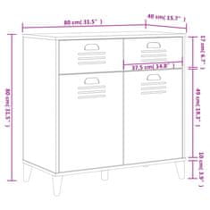 Greatstore Komoda VIKEN antracitno siva 80x40x80 cm trdna borovina