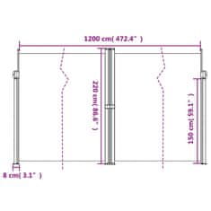 Vidaxl Zložljiva stranska tenda rdeča 220x1200 cm