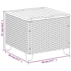 Vidaxl Vrtna miza črna 45x45x37 cm poli ratan in akacijev les