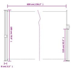 Vidaxl Zložljiva stranska tenda taupe 180x600 cm