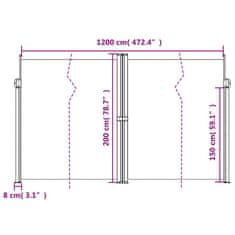 Vidaxl Zložljiva stranska tenda bela 200x1200 cm