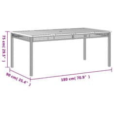 Vidaxl Vrtna miza črna 180x90x75 cm poli ratan in akacijev les