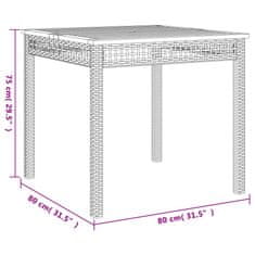 shumee Vrtna miza črna 80x80x75 cm poli ratan in akacijev les