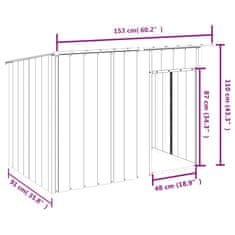 shumee Pasja uta s streho antracitna 153x91x110 cm pocinkano jeklo