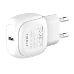 LDNIO A1206C omrežni polnilnik, USB-C, 27 W + kabel USB-C za Lightning (bela)