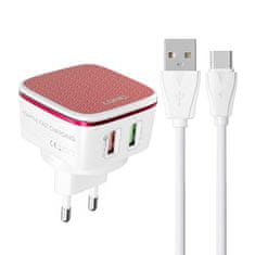 LDNIO A2405Q 2USB omrežni polnilnik + kabel USB-C