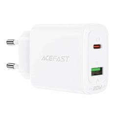 AceFast A25 omrežni polnilnik, USB + USB-C, PD 20W (bela)