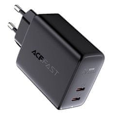 AceFast A9 omrežni polnilec, 2x USB-C, PD 40W (črn)