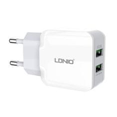 LDNIO A2202 omrežni polnilnik, 2x USB, 12 W (bela)