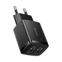 BASEUS Baseus kompaktni hitri polnilec, 2x USB, 10,5 W (črn)