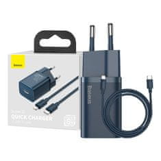 BASEUS Super Si hitri polnilec 1C 20W s kablom USB-C na Lightning 1m (modri)