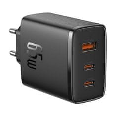 BASEUS OS-Cube Pro 2xUSB-C + USB omrežni polnilec, 65 W (črn)