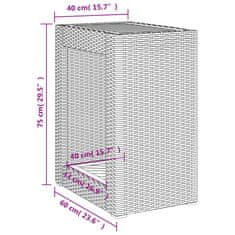 Vidaxl Vrtna miza z leseno mizno ploščo črna 60x40x75 cm poli ratan