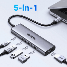 Ugreen 5-v-1 USB-C Hub (100 W PD, 4K@30Hz HDMI)