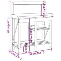 Vidaxl Miza za rastline s policami rjava trden les jelke