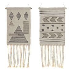 DKD Home Decor Viseča dekoracija DKD Home Decor Ethnic Black Cream Geometric Boho 46 x 1 x 64 cm (2 enoti)