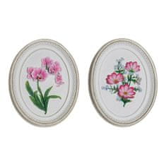 DKD Home Decor Dekorativna slika DKD Home Decor White Pink Flowers 17 x 2,5 x 21,6 cm (2 enoti)