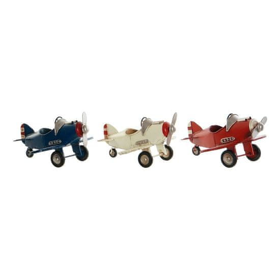 DKD Home Decor Vozilo DKD Home Decor Okrasni Modra Bela Bela Rdeča Little Plane Vintage 17,5 x 18 x 10 cm (3 kosi)