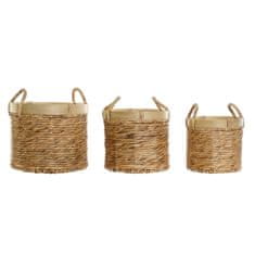 DKD Home Decor Komplet košar DKD Home Decor Bamboo Tropical Rushes (35 x 35 x 30,5 cm) (3 kosi)