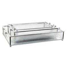 DKD Home Decor Komplet pladnjev DKD Home Decor Crystal Metal Transparent (31 x 18 x 5,5 cm)