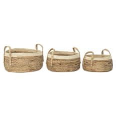 DKD Home Decor Komplet košar DKD Home Decor Tropical Natural Fibre Rushes (45 x 45 x 33 cm) (3 kosi)