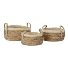 DKD Home Decor Komplet košar DKD Home Decor Tropical Natural Fibre Rushes (45 x 45 x 33 cm) (3 kosi)